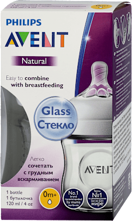 Butelka szklana z serii Natural 120 ml, 0m+ PHILIPS AVENT