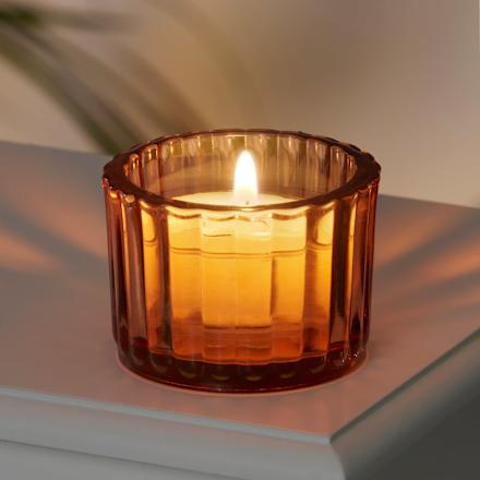 Teelichthalter aus Glas, geriffelt, terrakotta Dekorieren & Einrichten