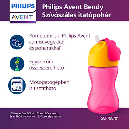Cană cu pai flexibil pentru fetițe 12+ PHILIPS AVENT