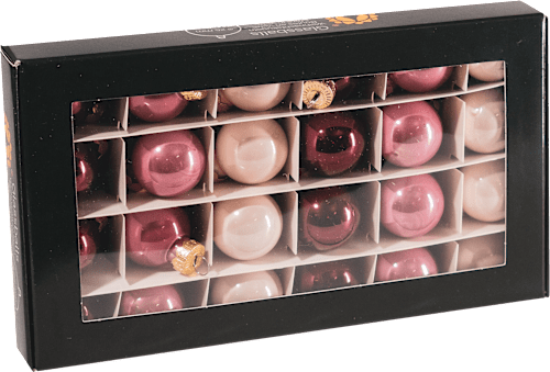 Globuri roz din sticlă pentru brad 25mm OTHMAR DECORATIONS