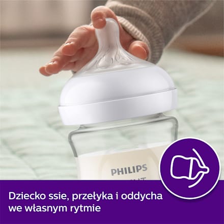 Biberon din sticlă Natural Response 3-6m debit 3-mediu PHILIPS AVENT