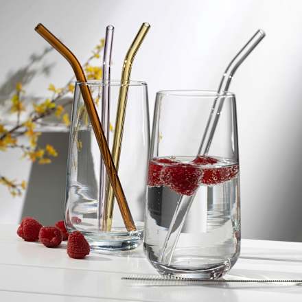 Glasstrohhalme gebogen, mit Bürste (5tlg) keine Marke