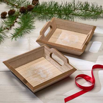 Holztablett, Hirsch, natur-weiß Dekorieren & Einrichten