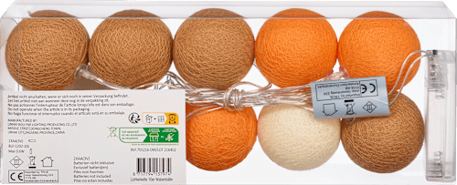 Lichterkette Wabenbälle, orange/beige (10er) Dekorieren & Einrichten