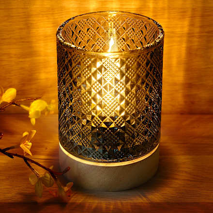 LED Lampe mit Glas, schwarz-natur Dekorieren & Einrichten