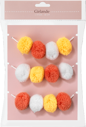 Pompom-Girlande rot/weiß/gelb (80 cm) keine Marke