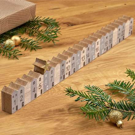 Adventscountdown Häuserreihe mit Stern Dekorieren & Einrichten