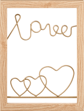 Holzbilderrahmen mit Metallschriftzug "love" & Herzen, natur/gold Dekorieren & Einrichten