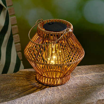 Solaroutdoorlampe zum Hängen, rund, Bastoptik Dekorieren & Einrichten