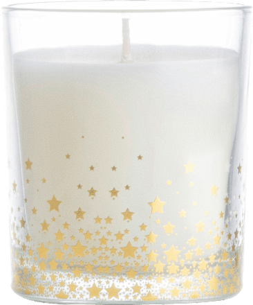 Duftkerze im Glas mit goldenen Sternchen, weiß Dekorieren & Einrichten