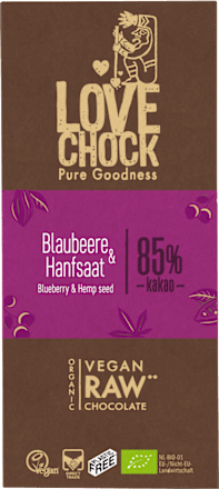 Schokolade Bio Blaubeere & Hanfsaat LOVECHOCK