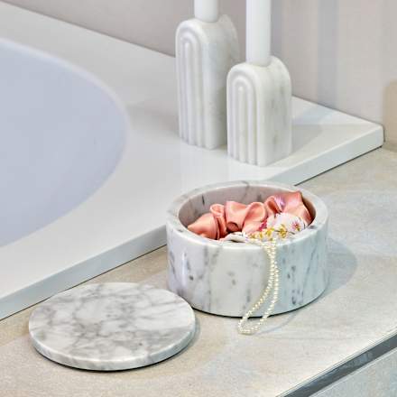 Aufbewahrungsdose aus Marmor mit Deckel, rund (13x13x7cm) keine Marke