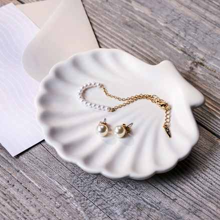 Keramikteller Muschel, weiß Dekorieren & Einrichten