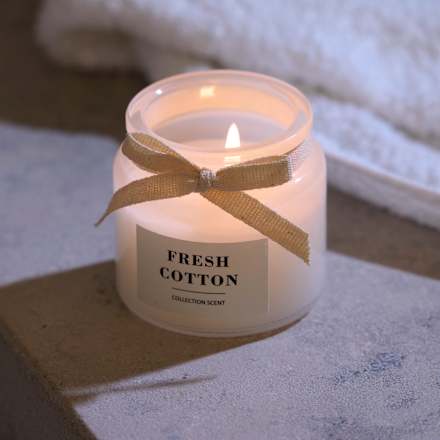 Duftkerzenglas mit Schleife, weiß Dekorieren & Einrichten