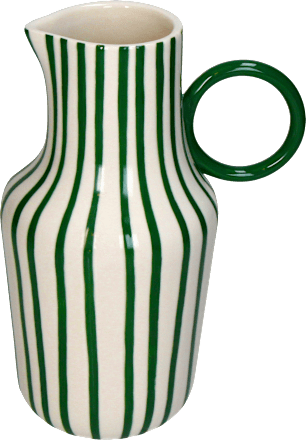 Krug aus Keramik, gestreift weiß/grün (22x16x11 cm) Dekorieren & Einrichten
