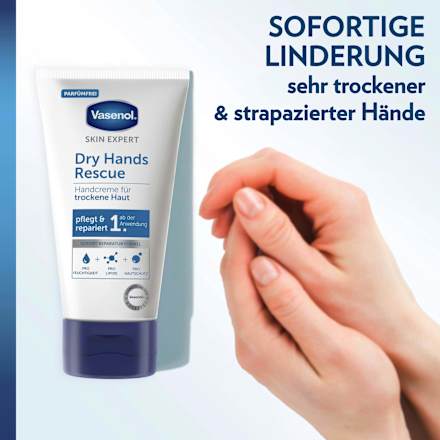 Handcreme für trockene Haut, dry hands rescue Vasenol