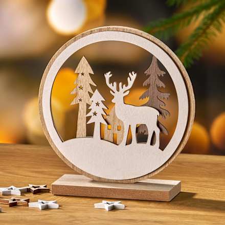 Holzaufsteller Ring, Wald mit Hirsch Dekorieren & Einrichten