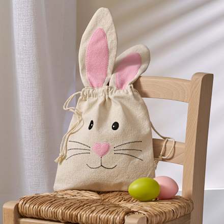 Stoffbeutel mit Hasengesicht, creme Dekorieren & Einrichten