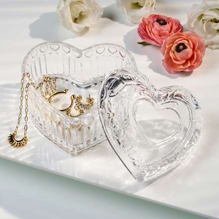 Glasdose, Herzform, klar Dekorieren & Einrichten