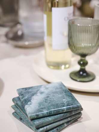 Glasuntersetzer aus Marmor, jade (10x10x3,8 cm) keine Marke