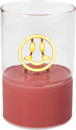 LED-Glas "Smiley", peach (6,5x6,4x10 cm) Dekorieren & Einrichten