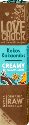 Schokoriegel Mild Kokos Kakaonibs LOVECHOCK