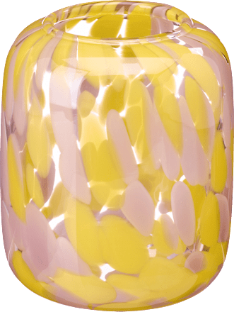 Kerzenhalter aus Glas, gesprenkelt, rosa/gelb (9x9x10 cm) Dekorieren & Einrichten