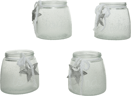 Glaswindlicht mit Schriftzug klar und beschneit Dekorieren & Einrichten