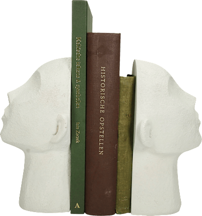 Buchstütze  "Gesichter" (2tlg), weiß (32x11x22,5cm) keine Marke