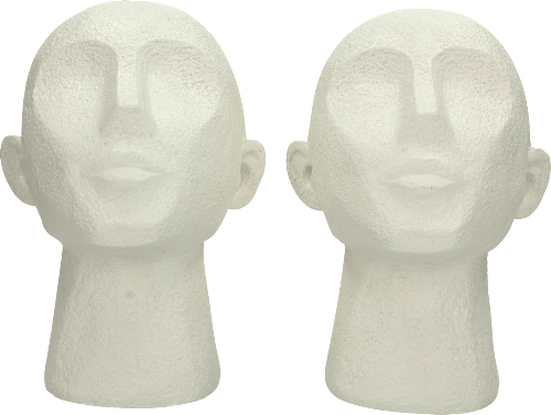 Buchstütze  "Gesichter" (2tlg), weiß (32x11x22,5cm) keine Marke