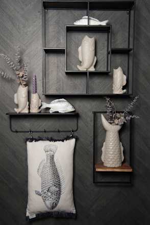 Stabkerzenhalter aus Keramik "Fisch", grau (8,9x7x15,8cm) Dekorieren & Einrichten