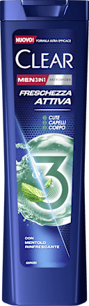 Shampoo uomo anti-forfora 3in1 freschezza attiva CLEAR Men