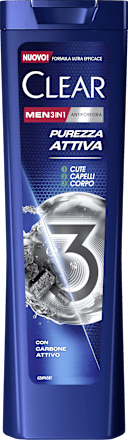 Shampoo uomo anti-forfora 3in1 purezza attiva CLEAR Men