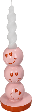 Stabkerzenhalter aus Polyresin "Smiley", pink (9x9x16,5 cm) Dekorieren & Einrichten