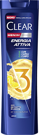 Shampoo uomo anti-forfora 3in1 energia attiva CLEAR Men