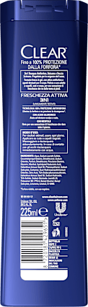 Shampoo uomo anti-forfora 3in1 freschezza attiva CLEAR Men