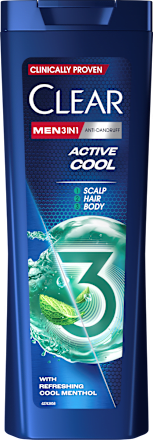 Šampon 3u1 Active Cool – menta CLEAR Men