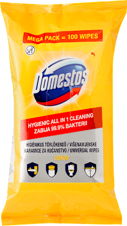 Higiénikus törlőkendő, lemon Domestos
