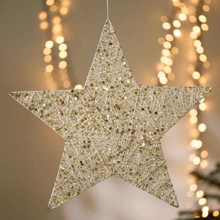 Stern, Pailletten, weiß-gold Dekorieren & Einrichten