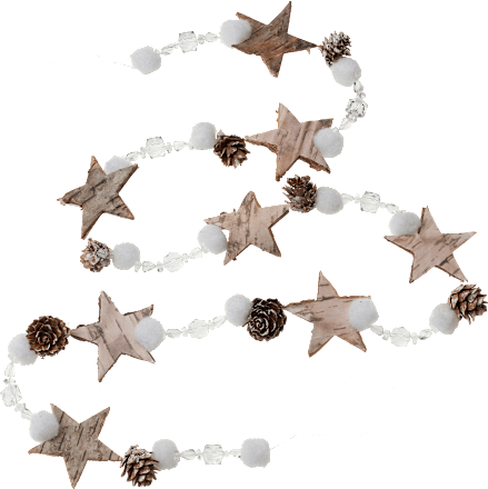 Girlande, Rindensterne, Zapfen & Schneebälle (105 cm) Dekorieren & Einrichten