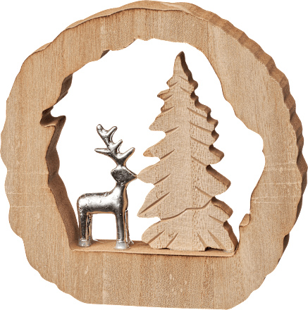 Holzaufsteller, Baumscheibe mit Elch & Baum Dekorieren & Einrichten