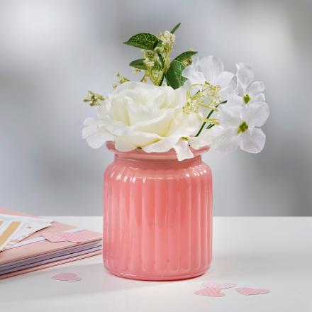 Glasvase mit Blumenarrangement, rosa/weiß Dekorieren & Einrichten