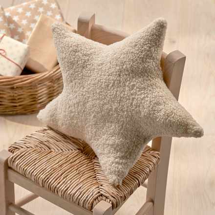 Kissen, Sternform aus Teddyfell, creme Dekorieren & Einrichten