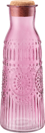 Glaskaraffe mit Schliff & Korkdeckel, lila Dekorieren & Einrichten