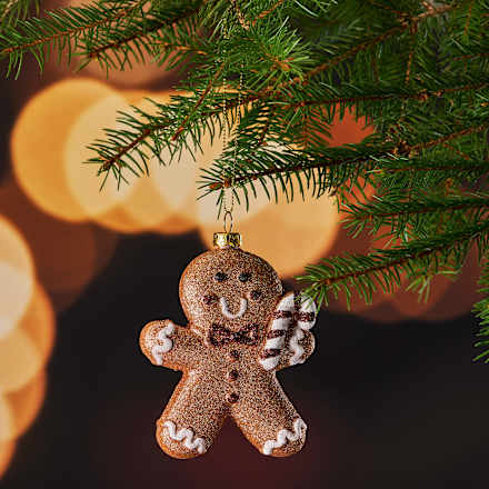 Lebkuchenmännchen aus Kunststoff, braun beglittert Dekorieren & Einrichten