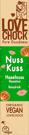 Schokoriegel Nuss Kuss  Haselnuss Reisdrink LOVECHOCK