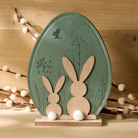Filzaufsteller, Ei, Holzhasen, natur/grün Dekorieren & Einrichten