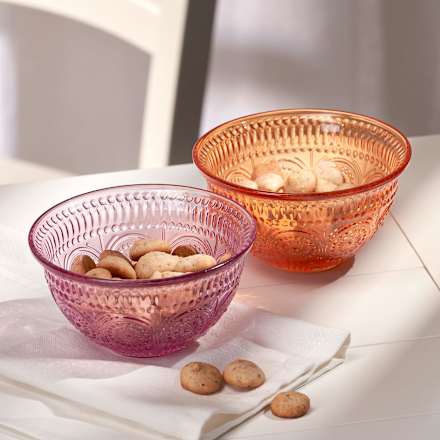 Glasschale mit Schliff, orange Dekorieren & Einrichten