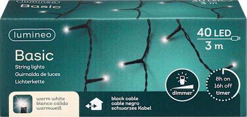 Lichterkette 40er LED mit Timer "Basic" außen und innen 3m warmweiß Dekorieren & Einrichten