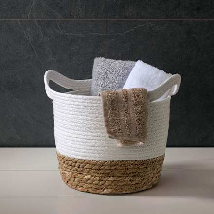 Korb Seegras mit Henkel weiß-natur  keine Marke